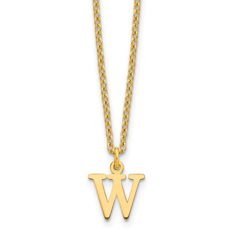 Gold Plated Sterling Silver Cutout Letter W Initial Necklace