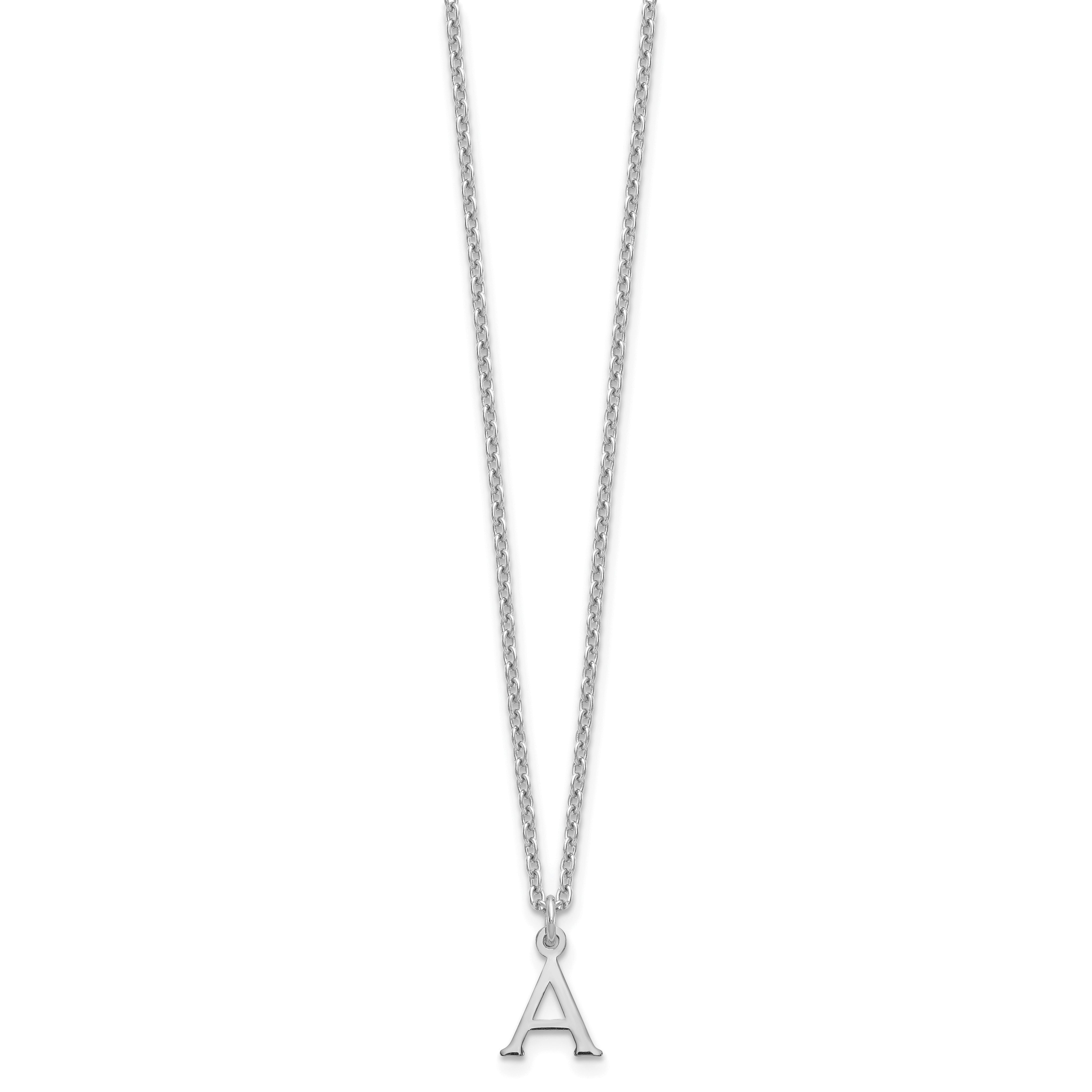 Sterling Silver Rhodium Plated Cutout Letter A Initial Necklace