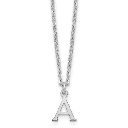 Sterling Silver Rhodium Plated Cutout Letter A Initial Necklace