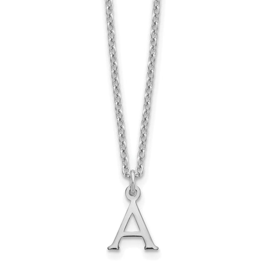 Sterling Silver Rhodium Plated Cutout Letter A Initial Necklace