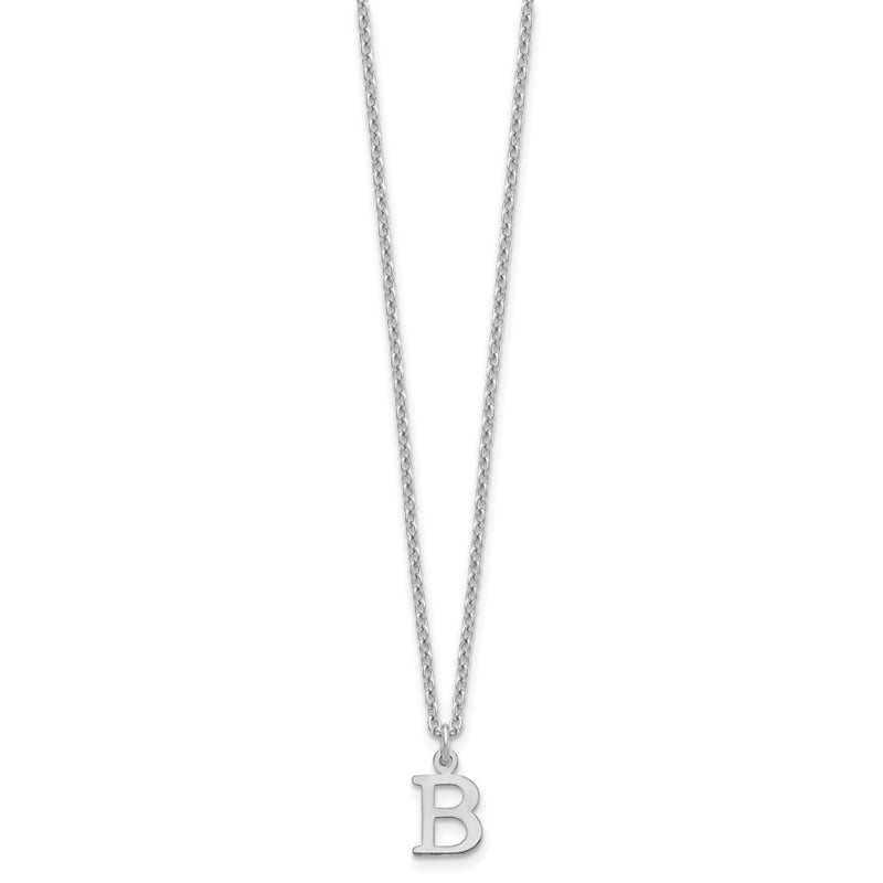 Sterling Silver Rhodium Plated Cutout Letter B Initial Necklace
