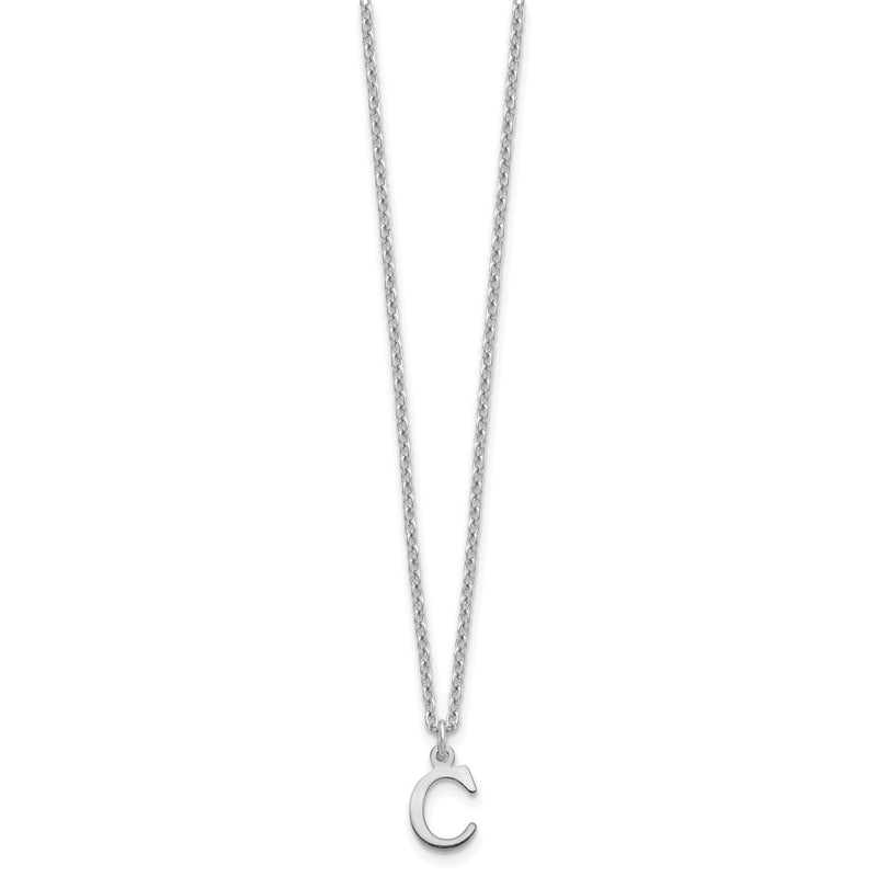 Sterling Silver Rhodium Plated Cutout Letter C Initial Necklace