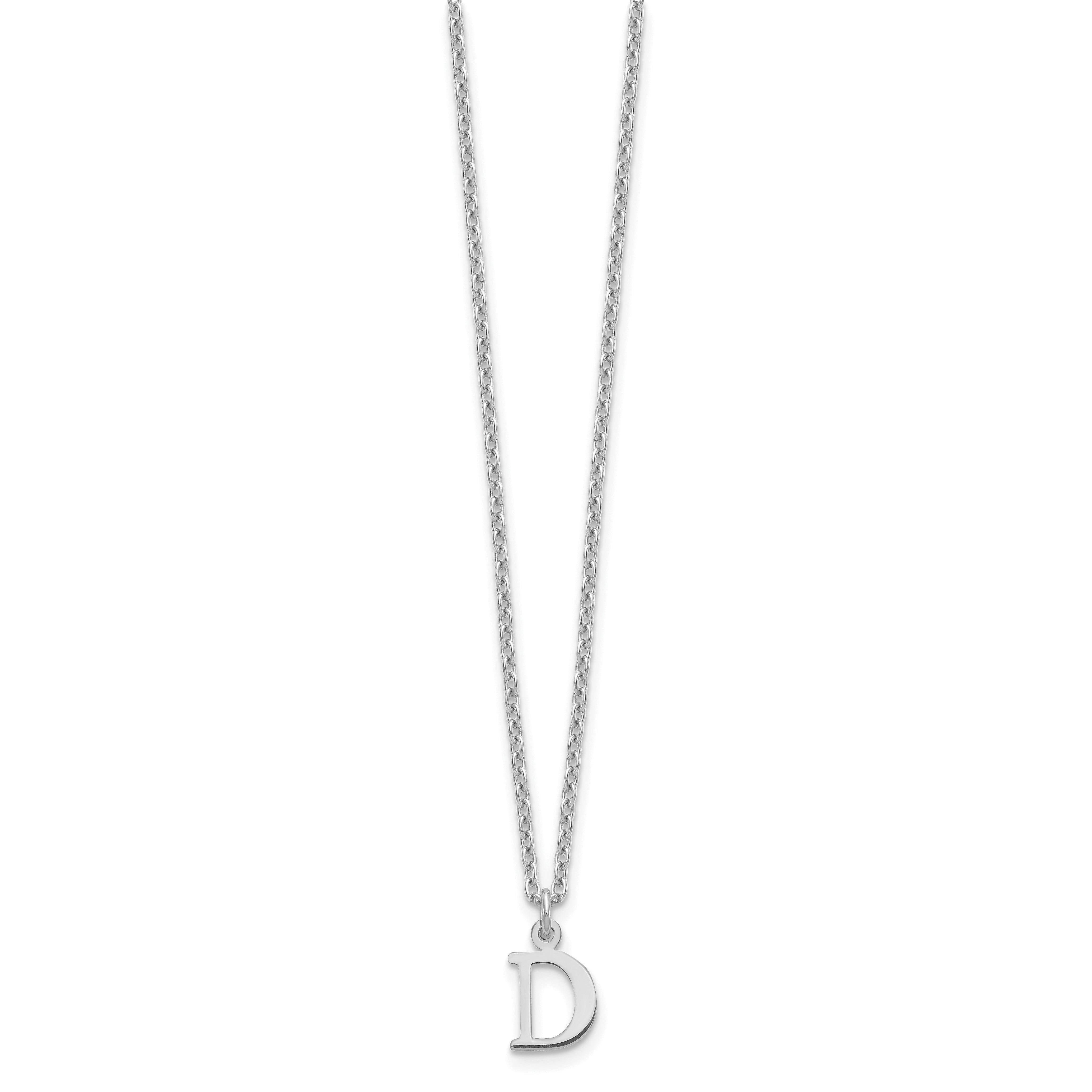 Sterling Silver Rhodium Plated Cutout Letter D Initial Necklace