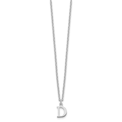 Sterling Silver Rhodium Plated Cutout Letter D Initial Necklace