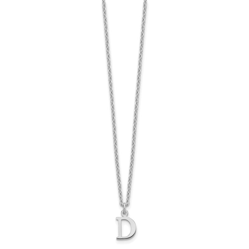 Sterling Silver Rhodium Plated Cutout Letter D Initial Necklace