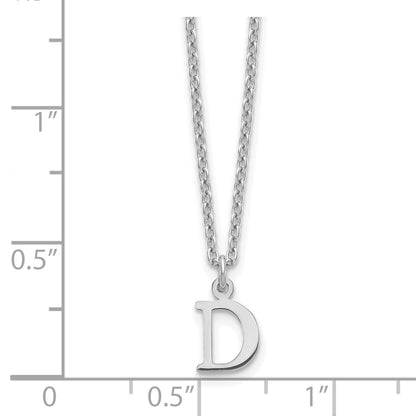 Sterling Silver Rhodium Plated Cutout Letter D Initial Necklace