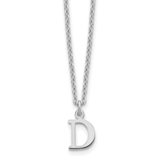 Sterling Silver Rhodium Plated Cutout Letter D Initial Necklace