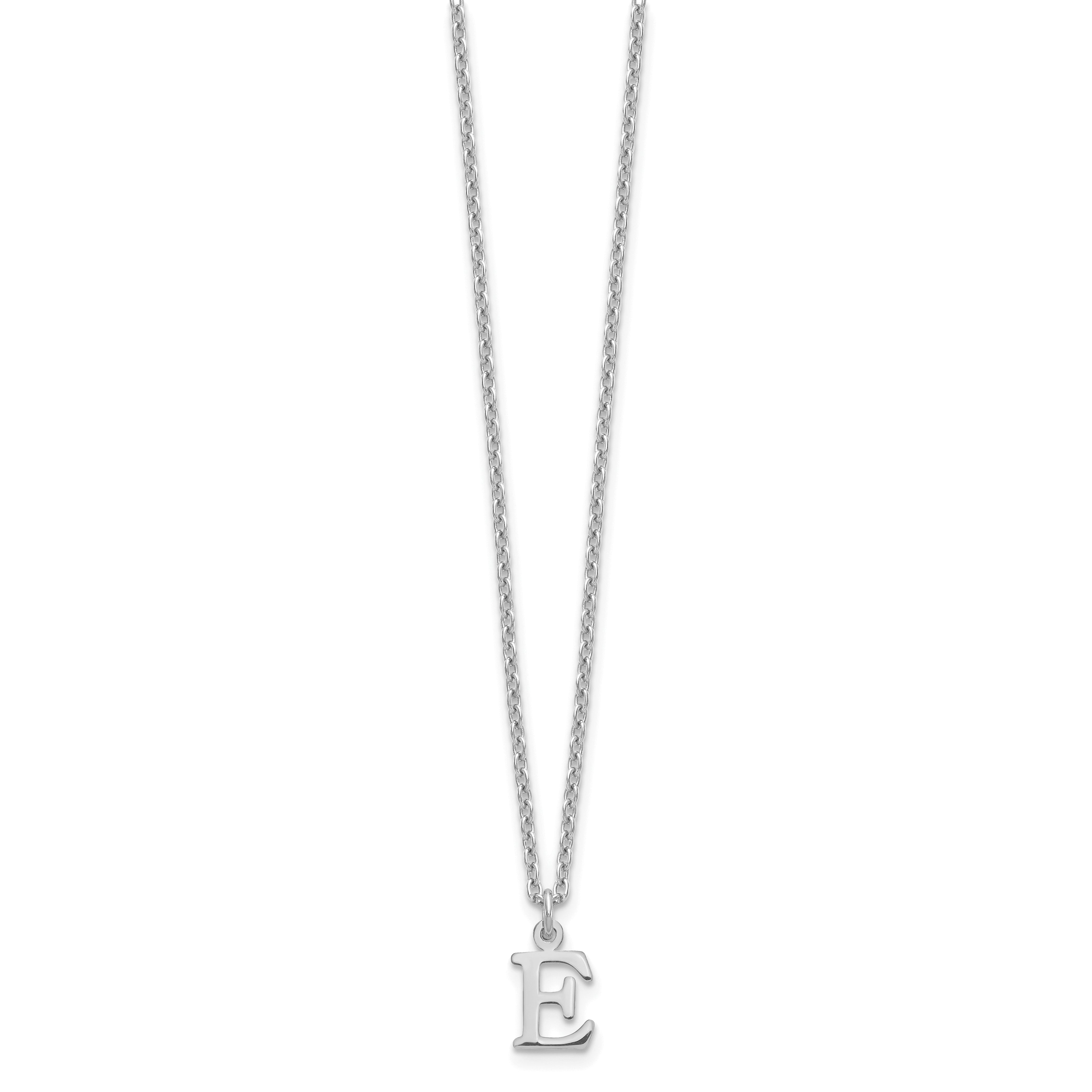 Sterling Silver Rhodium Plated Cutout Letter E Initial Necklace
