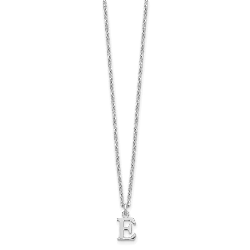 Sterling Silver Rhodium Plated Cutout Letter E Initial Necklace