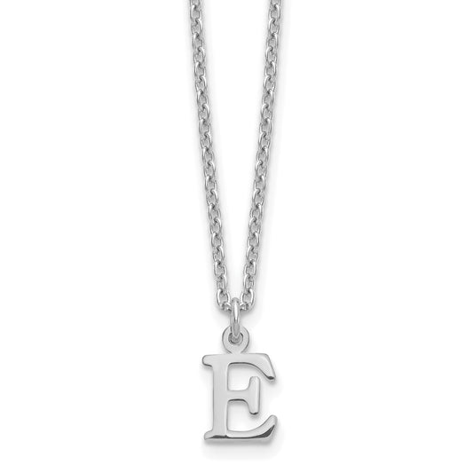 Sterling Silver Rhodium Plated Cutout Letter E Initial Necklace