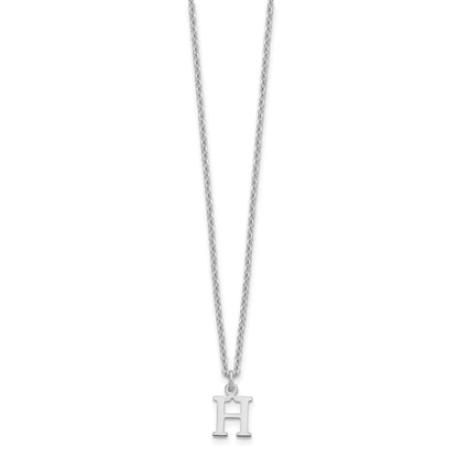 Sterling Silver Rhodium Plated Cutout Letter H Initial Necklace
