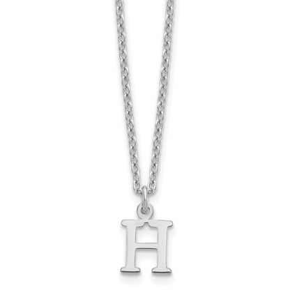 Sterling Silver Rhodium Plated Cutout Letter H Initial Necklace