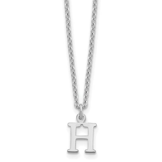 Sterling Silver Rhodium Plated Cutout Letter H Initial Necklace