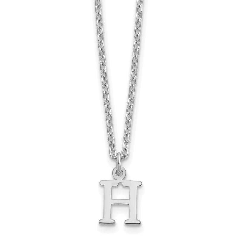 Sterling Silver Rhodium Plated Cutout Letter H Initial Necklace