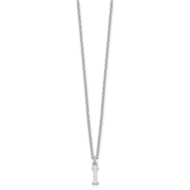 Sterling Silver Rhodium Plated Cutout Letter I Initial Necklace