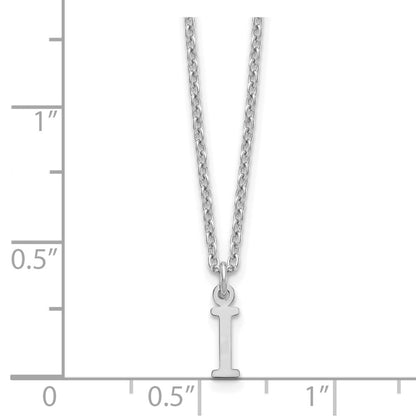 Sterling Silver Rhodium Plated Cutout Letter I Initial Necklace