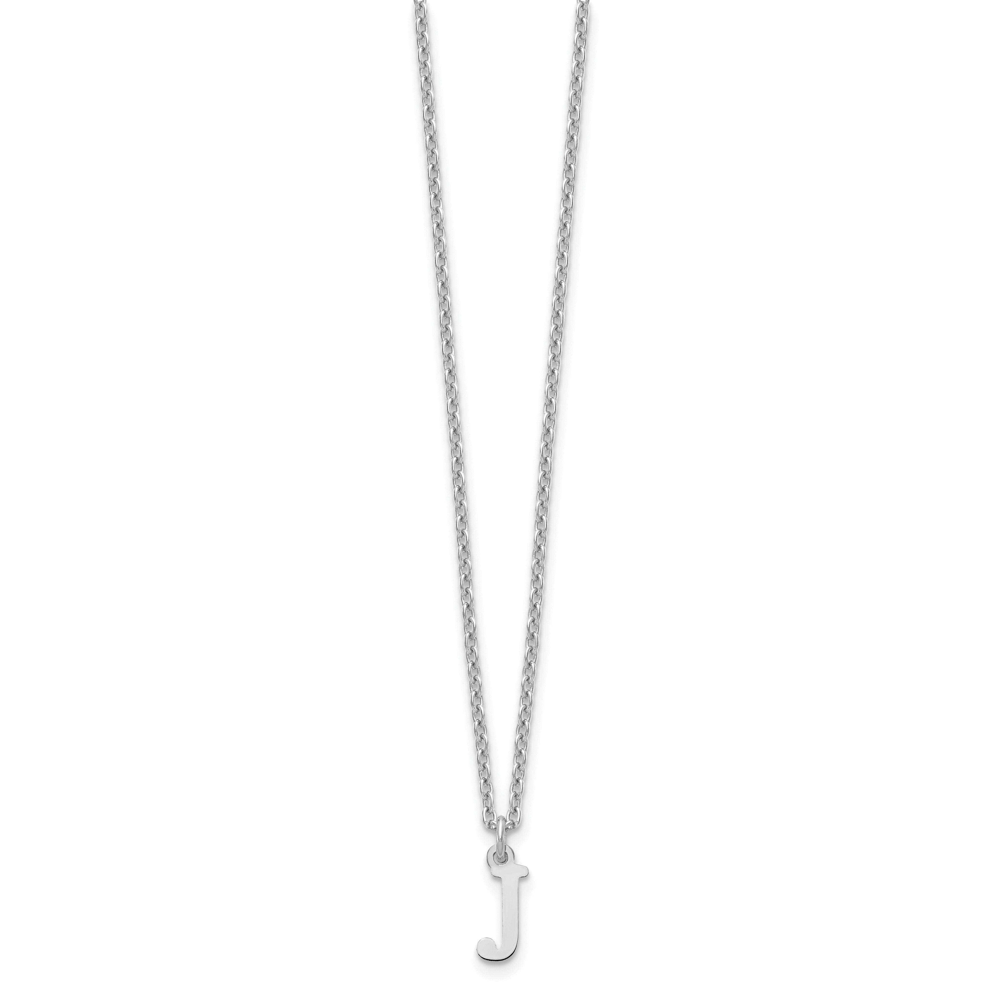 Sterling Silver Rhodium Plated Cutout Letter J Initial Necklace