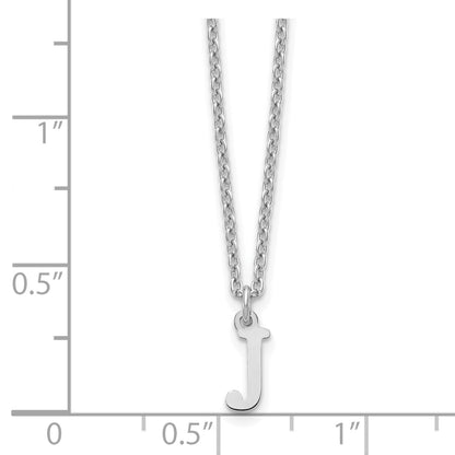 Sterling Silver Rhodium Plated Cutout Letter J Initial Necklace