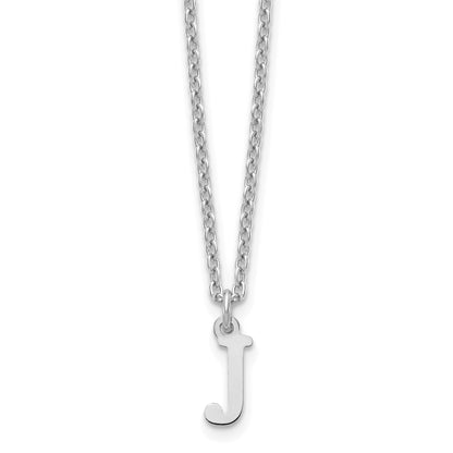 Sterling Silver Rhodium Plated Cutout Letter J Initial Necklace