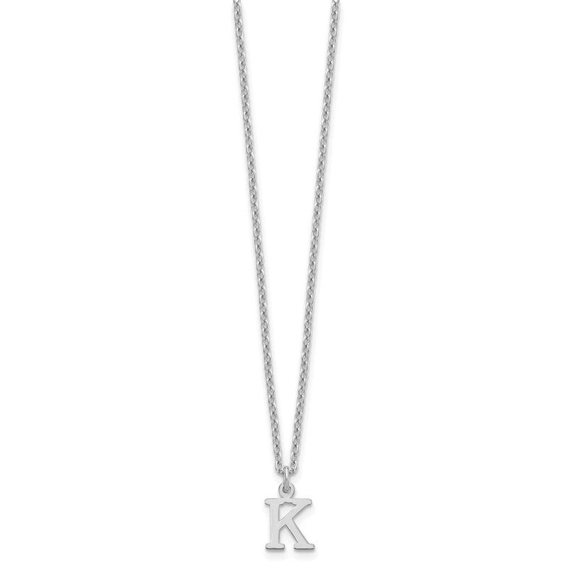 Sterling Silver Rhodium Plated Cutout Letter K Initial Necklace