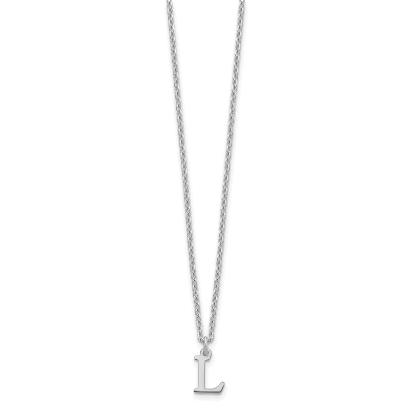 Sterling Silver Rhodium Plated Cutout Letter L Initial Necklace