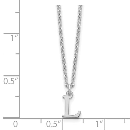 Sterling Silver Rhodium Plated Cutout Letter L Initial Necklace