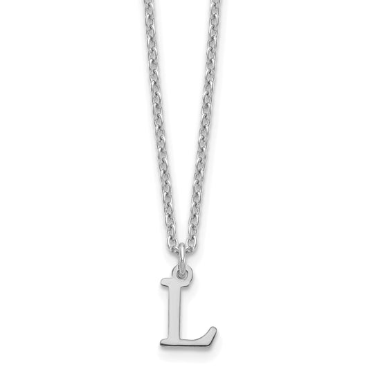 Sterling Silver Rhodium Plated Cutout Letter L Initial Necklace