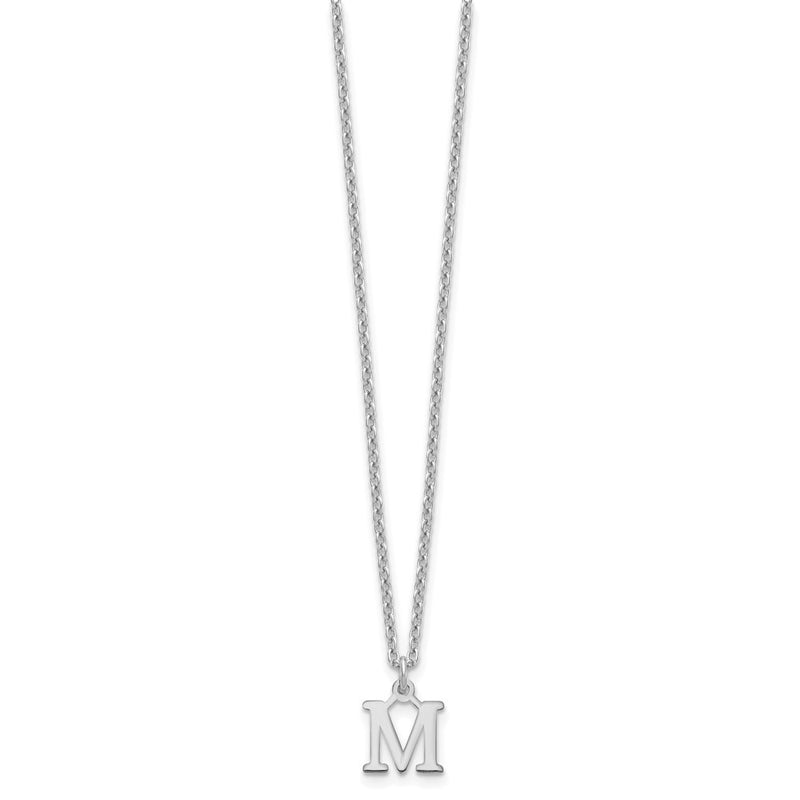 Sterling Silver Rhodium Plated Cutout Letter M Initial Necklace