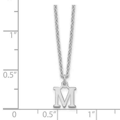 Sterling Silver Rhodium Plated Cutout Letter M Initial Necklace