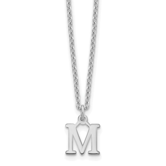 Sterling Silver Rhodium Plated Cutout Letter M Initial Necklace