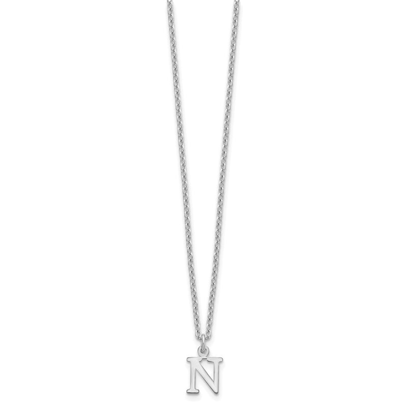 Sterling Silver Rhodium Plated Cutout Letter N Initial Necklace