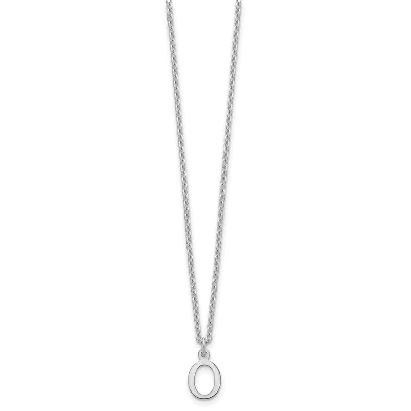 Sterling Silver Rhodium Plated Cutout Letter O Initial Necklace