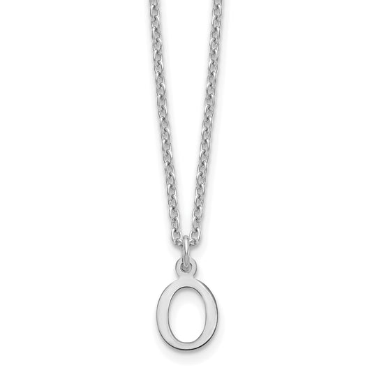 Sterling Silver Rhodium Plated Cutout Letter O Initial Necklace