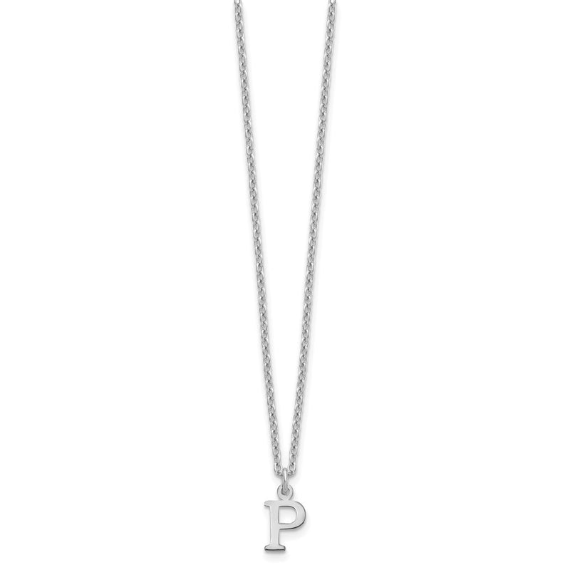Sterling Silver Rhodium Plated Cutout Letter P Initial Necklace