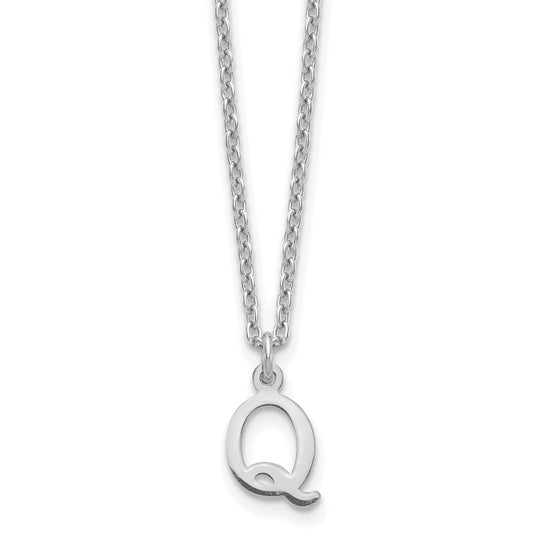 Sterling Silver Rhodium Plated Cutout Letter Q Initial Necklace
