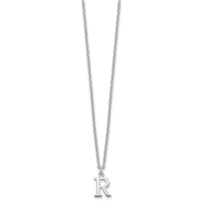 Sterling Silver Rhodium Plated Cutout Letter R Initial Necklace