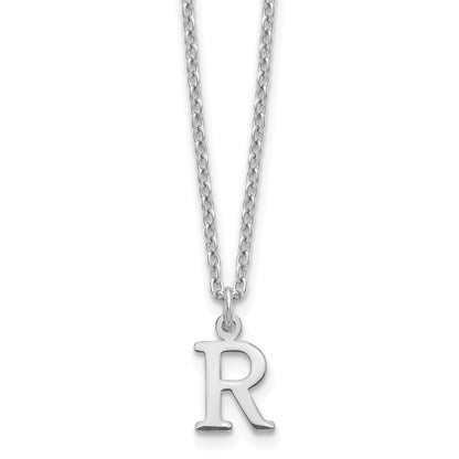 Sterling Silver Rhodium Plated Cutout Letter R Initial Necklace