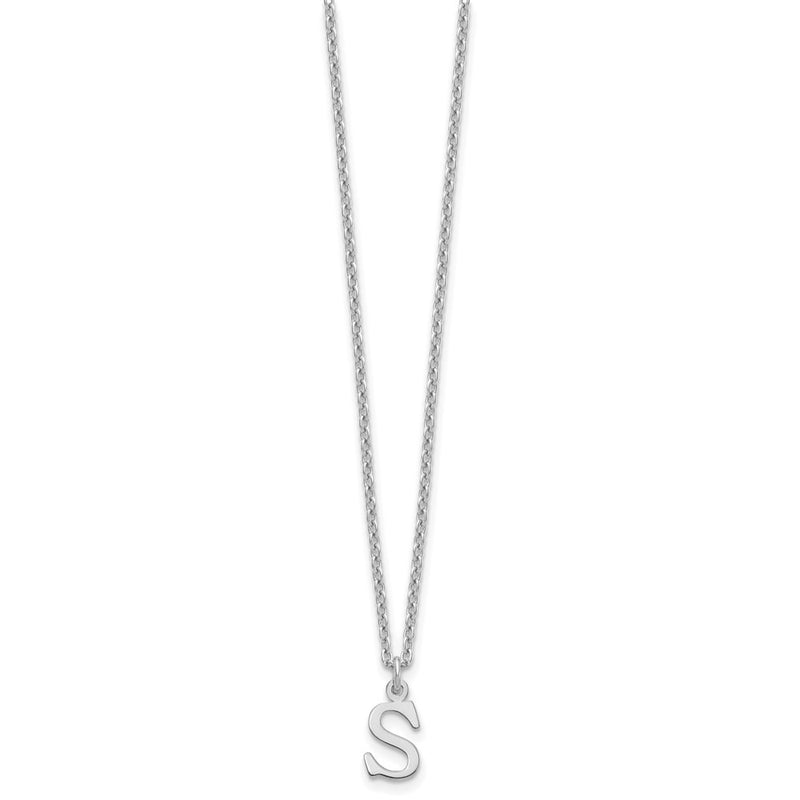 Sterling Silver Rhodium Plated Cutout Letter S Initial Necklace