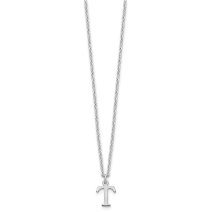 Sterling Silver Rhodium Plated Cutout Letter T Initial Necklace