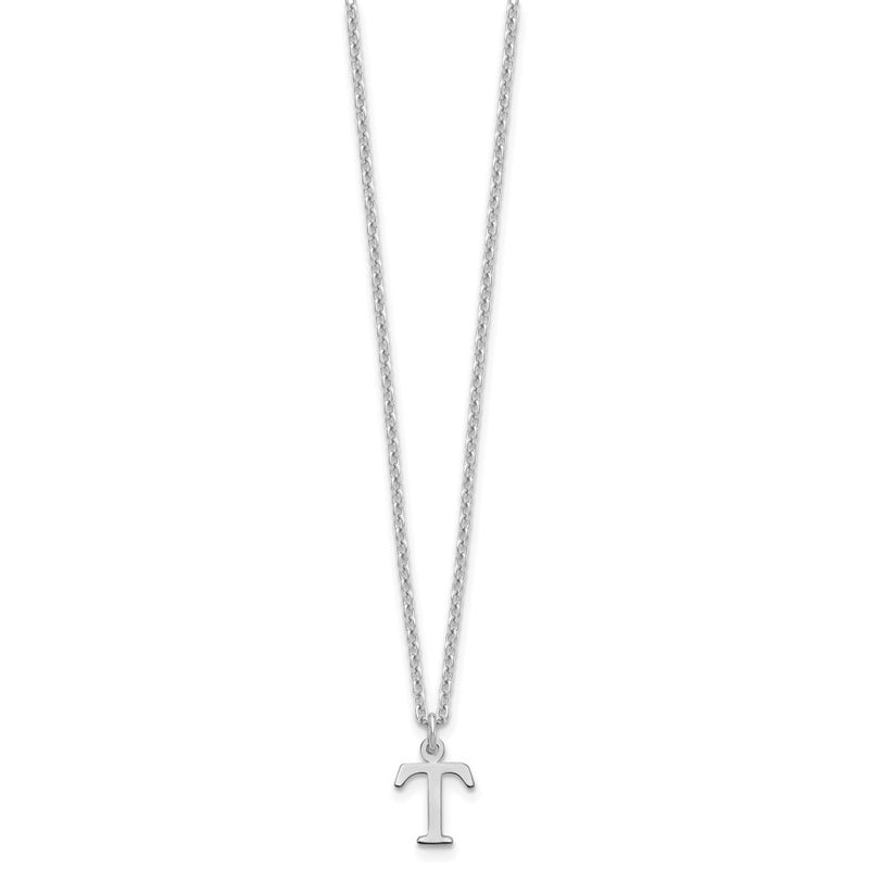 Sterling Silver Rhodium Plated Cutout Letter T Initial Necklace