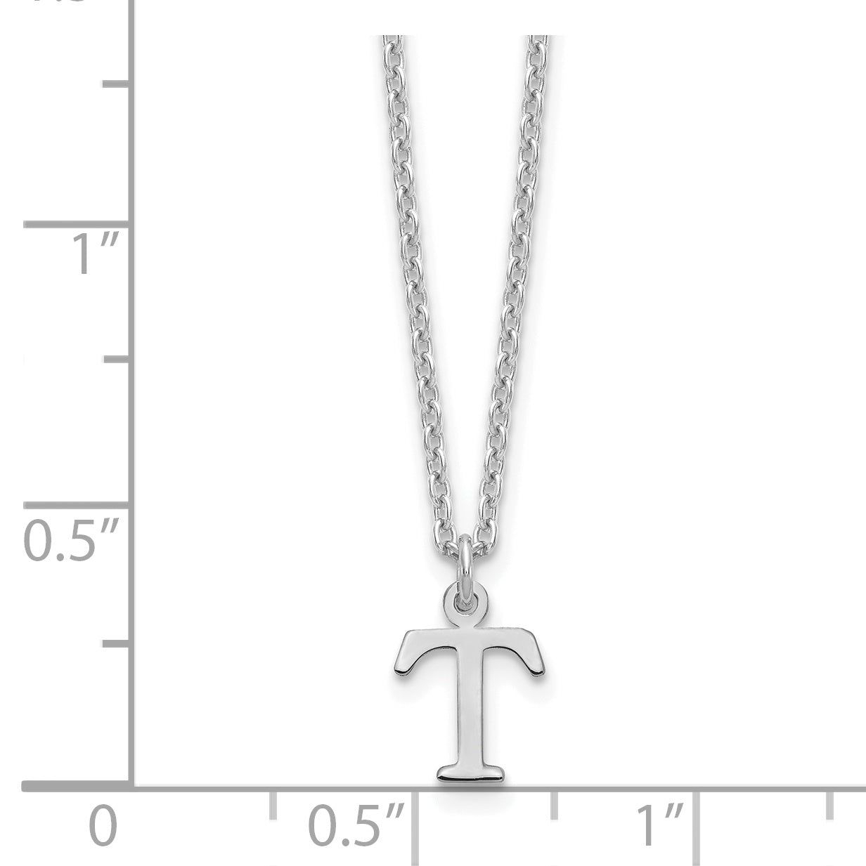 Sterling Silver Rhodium Plated Cutout Letter T Initial Necklace