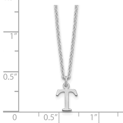 Sterling Silver Rhodium Plated Cutout Letter T Initial Necklace