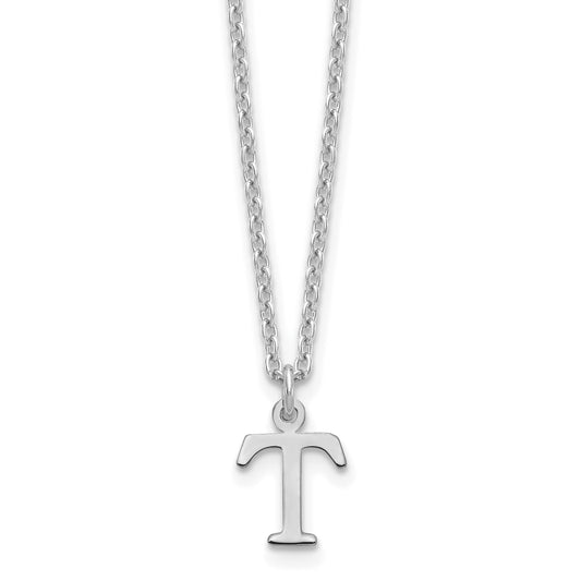 Sterling Silver Rhodium Plated Cutout Letter T Initial Necklace