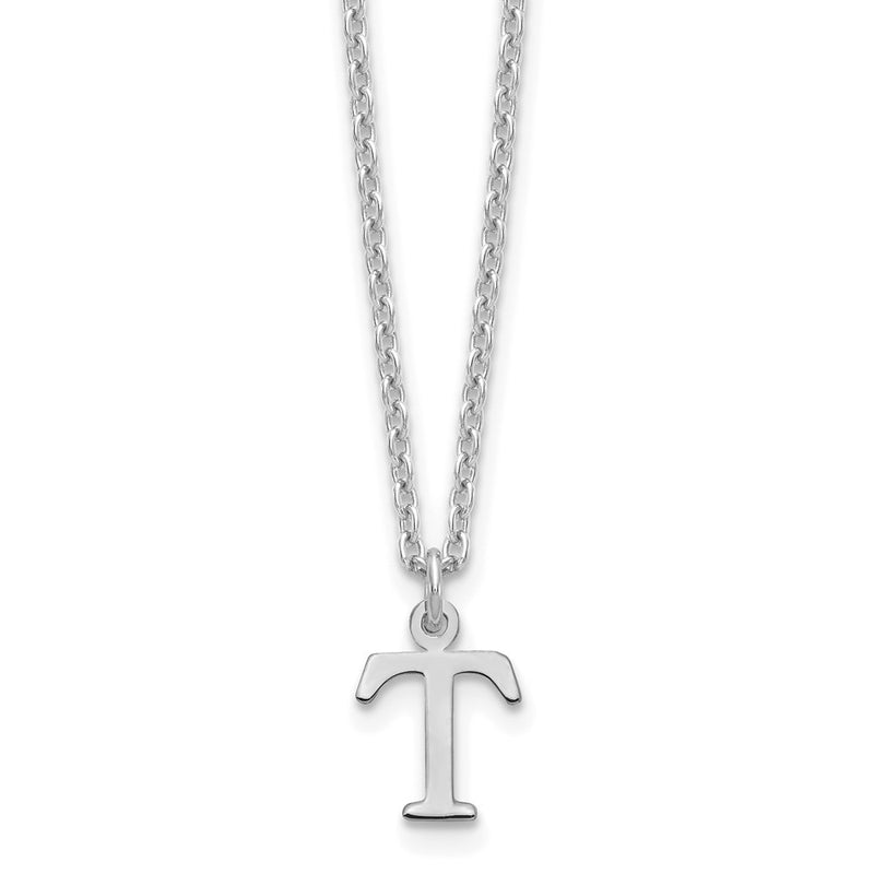 Sterling Silver Rhodium Plated Cutout Letter T Initial Necklace