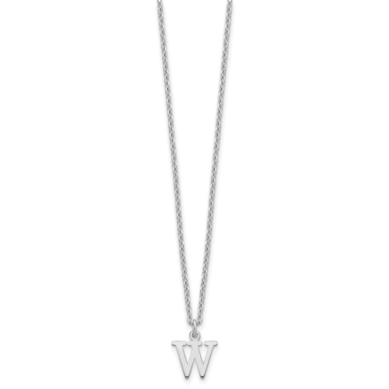 Sterling Silver Rhodium Plated Cutout Letter W Initial Necklace
