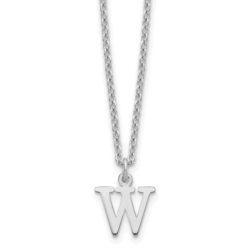 Sterling Silver Rhodium Plated Cutout Letter W Initial Necklace
