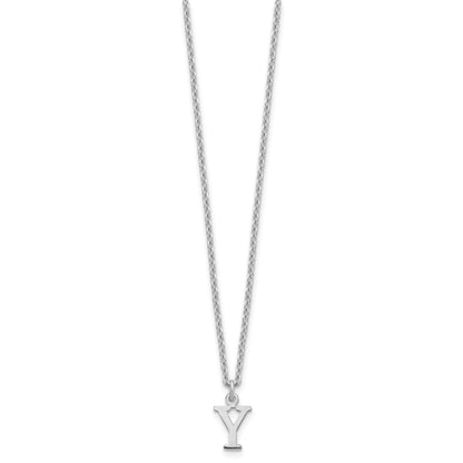 Sterling Silver Rhodium Plated Cutout Letter Y Initial Necklace