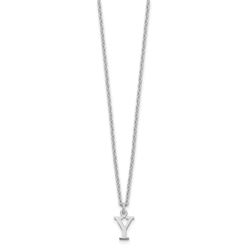 Sterling Silver Rhodium Plated Cutout Letter Y Initial Necklace