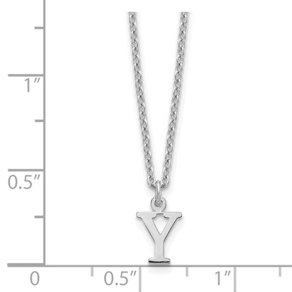 Sterling Silver Rhodium Plated Cutout Letter Y Initial Necklace