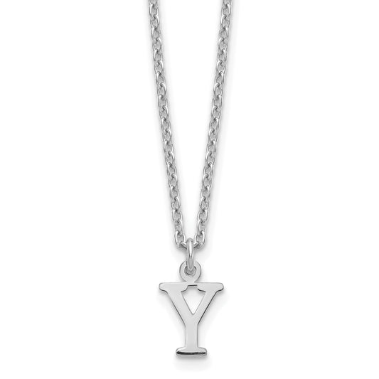 Sterling Silver Rhodium Plated Cutout Letter Y Initial Necklace
